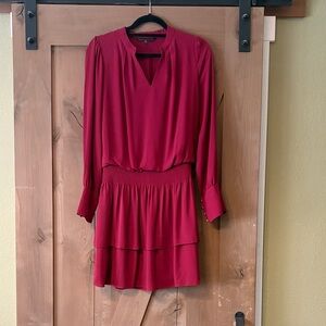 White House Black Market Red Long Sleeve Dress